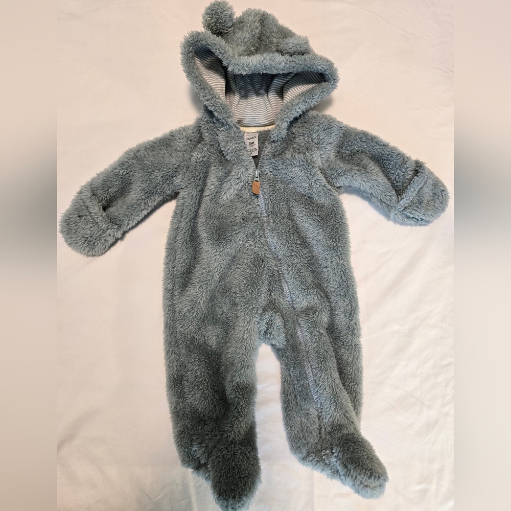 Carter's Bear Sherpa Jumpsuit In Soft Green